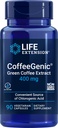 Ekstensi Hidup Coffee Hijau Coffee Extract, 400 mg, standardisasi untuk 50% Klorogenik Acid, After- Meal Metabolisme Dukungan, Gluten Bebas, Non-GMO, Vegetarian, 90 Capsules