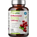 biophix D-Mannose Capsules 1000mg dengan Cranberry & Progities - D Mannose Suplemen untuk Perempuan - D-Mannose Pil untuk Track & Dukungan Kesehatan Bladder - Kesehatan Digetical - Menjadi - 120 Vcaps