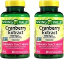 Spring Valley Cranberry Extract for Urinary Tract Health, Dietary Supplement, Antioksidant Health, 60 Count, 500 mg per Capsule (Paket 2)