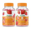 Probiotik Lifeable 2 Miliar CFU + B Kompleks, Gummies Bundle - Great Tasting, Vitamin Suplemen, Gluten Bebas, GMO Bebas, Gummy Chewable