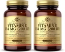 SOLGAR Vitamin E 200 IU - 100 Softgels, Paket 2 - Antioksidan Natural, Imune System Support - Gluten Free, Dairy Free - 200 Total pelayan
