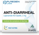 Purregen Labs Anti- Diartheal Caplets - 24 Count - 2 mg Loperamide Hydrochloride - EAL-to-Swallow Anti- Diare - Diare and Stomach Relief - Kontrol Gejala Diare