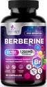 Suplemen HCL 1200 mg - Berberine HCI Capsules Suplemen Absorpsi Tinggi untuk Kesehatan Jantung & Imune Dukungan, Kekuatan Tinggi, Gluten- Bebas, Vegan, Pil Non-GMO - 60 Veggie Capsules