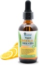 OU Vegan Omega 3 Drops - Lemon Flavored, Organik Air - Diekstrak Algae Oil dengan EPA, DHA & DPA - Non-GMO, Tanaman - Berdasarkan Cairan Vitamin untuk Hati, Otak & Bersama Kesehatan - 60 Doses