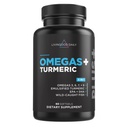 Livingood Daily Omega 3 9 Plus Turmeric Curcumin Suplement, 60 Softgels - Fish Oil Omega 3 Suplemen (EPA & DHA) untuk Pria dan Wanita - Otak, Gabungan, Heart Health, dan Metabolisme - dibuat di Amerika Serikat
