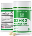 Elemen Baru Vitamin D3 D2 10.000 IU dengan Magnesium Glycinate 500mg - Bone Health, Imune Dukungan, Energi & Mood - Nun-GMO, Bebas, Sugar- Free Softgeels untuk Perempuan & Men (60 softgel)