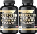 Quercetin dengan Bromelain Zinc Vitamin C Vitamin D Elderberry - 120 Vevgie Capsules, Non-GMO, Gluten- Free Gluten- Free Suppplemen Ammune 124; Made in USA 124; 4 Bulan Supply