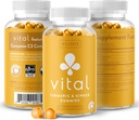 WellPath Vital Turmeric Gummies + Ginger - Bersama Dukung Curcumin Suplement, Turmeric Curcumin C3 Complex, Alternatif Tasty ke Capsules, Turmeric & Ginger Root, Tropical Flavor Chews, Vegan, 60 Ct