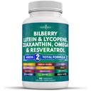 Vitamin Kesehatan Mata Baru dengan Bilberry Lutein & Dalxanthin Lycopene Resveratrol Grape Benih Astaxanthin - Mata Vitamin - 60 Count