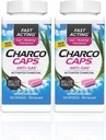 Charcocaps Fast Acting Gas Relief for Bloating & Flatulence, Drug Free Detoxifying Activated Arang Formula, 100 Capsules, 30 Day Supply, Pink- Paket 2