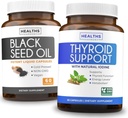 Dukungan Thyroid & Minyak Benih Hitam (1- Bulan Suply) Boost Benih Hitam - Thyroid Dukungan (60 Kapsul Kesehatan) Persediaan Kesehatan & Minyak Benih Hitam (60 Kapsul) Cold- Menekan Sativa Nigella - Non-GMO