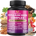 BMVINVOL Psyllium Husk, Slippery Elm, Cascara Sagrada, Fenugreek, Berberrin, Cinnamon, Turmeric + 5 Mores - Dukungan & Digetical Health Suplemen - 90 Capsules