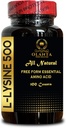 L-LYSINE 500 - Formulir Bebas Amino Acids, Kompleks L Lysine, Dukungan Ammune, Suplemen Kesehatan Lip & Skin, Dukung Peraturan Hormone, Persediaan L- 1 Botol 100 Negara