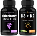 NutraChamps Elderberry dan Vitamin D3 + K2 Capsules Bundle
