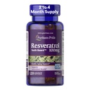 Puritan 's Pride Premium Resveratrol Youth Guard 100mg, Dietary Suplement for Immune System, Antioksidant, Sugar Metabolisme, Blood Flow, and Vascular Protection, 120 Rapid Rapid Refgels