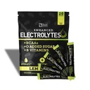 Enhanced Electrolite Powder Stick Packs (Lemon Lime 12.4; 20 Paket) w / 0 Sugar + BCAAs + B-Vitamin Electrolite Supplemen w Potemary Zinc & Magnesium for Hydration - Keto Electrolytes