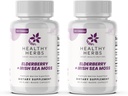 Healthy Herbs Wildmade Elderberry Sea Moss Kapsules 124; 2600mg Irish Sea Moss + Elderberry Essentials Blend 124; US- Dibuat, Vegan, Non- GMO, Easy- Swallow (2- Pack)
