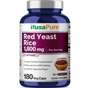 NusaPure Red Yeast Rice 1800mg 180 Veggie Capsules (Non- GMO, Vegan)