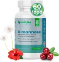 LaPura D-mannose 1000 mg Suplement dengan Cranberry Juice Powder, Hibiscus Flower & Dandelion Herb Extract, 60 Capsules - Natural Cleansing Dukungan, Hati Sehat, Bladder, Urinary Trakte Fungsi
