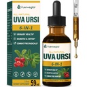 Uva Ursi Bearberry Natural Diuretic Drops, Urinary Health & Ginney Detox Herbal Support UTI & Water Away, Ekstrak W / Dandelion Root Cranberry, Alcohol- Free Tinture.2oz