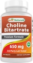 Terbaik Choline Bitartch 650 mg (Non- GMO) untuk Cognitive Healthy Brain Fungsi 180 tablet