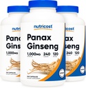 Nutricost Panax Ginseng 1000mg, 240 Capsules, 3 Botol - Non GMO, Gluten Free, 120 Servings