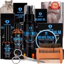 Beard Grooming Kit, Beard Kit with Beard Oil, Beard Growth Serum, Beard Wash, Beard Balm, Beard Brush, Beard Comb, Beard