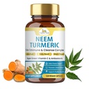 Veda Organik Neem & Turmeric Capsules dengan Amla Fruit, Tulsi, Holy Basil, Black Pepper Extract - Imune Dupport Dieter Suplemen - Boosts Heally Skin & Cellular Pertahanan - 120 Vegan Capsules