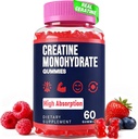 Creatine Monohydrate Gummies for Women & Men, Taurine & B6, Chewable Creatina Pre Workout Gummies for Max Power & Muscle Growth, Energy, Endurance, Creatine for Men & Women & Wine - 1 Bottle