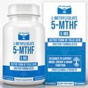 L-Methylfolat 5 MG, Optimined & SANGAT Bioactive Methyl Folate, 5- MTHF Suplement for Mood and Imune Dupport, Natural Diet Supplemen, Non-GMO & Gluten- Free, 90 Capsules
