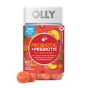 OLLY Probiotic + Prebiotic Gummy, Digetical Support and Gut Health, 500 Million CFU, Fiber, Dewasa Supplemen Pria dan Wanita, Peach, 60 Hari Pasokan - 60 Cacah