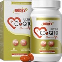 CoQ10 200mg Softgeels for Heart Health, Suplemen Antioksidant Kuat untuk Kesehatan Vaskular, Produksi Energi, Suplemen Absorpsi KoQ10, 30 Softgels