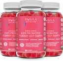 Kid Probiotic Gummies for Digetical Health, Probiotic Daily Chewable For Kids Ages 4 +. Oral Care, Abdomial Discomfort, Gut Health. Strawberry Flavor, USDA Organik, Produksi untuk Anak-anak 90ct (3)