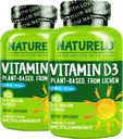 NATURELO Vitamin D - 2500 IU - Tanaman yang berbasis dari Lichen - Natural D3 Suplemen untuk Sistem Imune, Dukungan Tulang, Kesehatan Gabungan - Gegan-GMO - Gluten Bebas - 180 Kapsul (Paket 2)