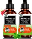 (2 Paket) Minyak Organik Oregano dengan Minyak Benih Hitam untuk Imune, Dukungan Digesi & Antioksidan, w / Garlic Elderberry Seasonal Dukungan 6X Cairan Absorpsi Oregano