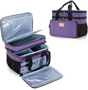 LUXJA 2 Layers Medichers Bag with Detacsible Divider, Pill Bottle Organizer Sustable for Home or Travel Use, Purple