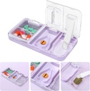 Toplive Portable 3-in- 1 Pill Cutter dan Pill Grinder dan Pill Holder, Accurate Easy Cutting, Medication Crusher untuk Small Large Pills, Vitamin Tablets Slits untuk Anak Pets, Purple
