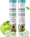 WELLBEING NUTRITITSI Daily Probiotic + Prebiotic 124; Plant Based 124; 18 Milyar CFU, 6 Strains for Men & Women with Organic Prebiotic Fiber for Divalry, Gut Health, Metabolisme 124; 42 Effervescent Tab