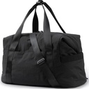 BAGSMT Gym Bag for Women, Carry on Weekender Overnight Bag, Travel Duffel with Trolley Sleeve, Personal Item Travel Tote Bags Dance Bags (Black, Medium)