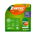 Zyrtec 24 Hour Relief Tablet, Bagian dalam & Outdoor Allergy Medicine dengan 10 mg Cetirizine HCI per Antihistamine Talet, Bantuan Allergies, 60 hitungan.
