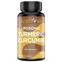 Lipomal Turmeric Curcumin Suplemen 2200 mg dengan Black Pepper Extract 15 mg untuk High Absorpsi dan Gabungan Fungsi, 60 Softgel untuk Dewasa