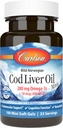 Carlson - Cod Liver Oil Minis, 280 mg Omega-3s + Vitamin A dan D3, Norwegia, Wild Caught, Sumpably Softgeels, 100 Mini Softgels