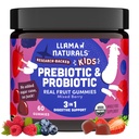 Ilama Probiotik Anak-Anak dengan Prebiotis Fiber, Vegan, Pregan Organik dan Gumi Progories untuk Dukungan Kesehatan Gut, Permen Real Fruit Vitamin, Tidak Ditambahkan Gula Cane, Dicampur Berry, 60 Ct