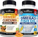 Triple Strength Omega 3 Fish Oil Softgels (1 Bulan Supply) Plus Turmeriic Curcumin dengan Black Pepper Extract 1500mg Complex (Ukuran Trial)