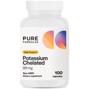 Suplemen Potasium PureFormula yang Dihidangkan 99 mg Sangat Absorbable Potasium Murni Formula Energi, Nerve, Muscle, Ginney, Heart, dan Dukungan Skeletal, Non- GMO - 100 Vegetarian Capsules