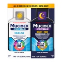 Mucinex Fast- Max Cold and Flu & Nightshift Medicine for Dewasa, Over- The- Counter Medication Combo for Sore Throat Relief, Decongestant, Cough & Cold Medicine (2 x 6 Fl Oz)