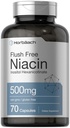 Horbaach Niachin 500mg 124; 70 Capsules 12.4; Flush Free Suplemen 124; sebagai Inositol Hexanicocinate 124; Non-GMO dan Gluten Free