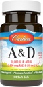 Carlson - A & D, 10000 IU (3000 mcg RAE) Vitamin A, 400 IU (10 mcg) Vitamin D3, Dukungan Vision, Skin Health, 100 Soft Gels