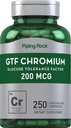 Piping Rock GTF Chromium 200 mcg 124; 250 Capsules = 124; GlPl Tolerance Factor Supplement = = Non- GMO & Gluten Free