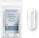 PureCaps USA - Vegetarian Kosong Vegan Pullalan Pullalan Katup Pill Ukuran 00 12.4; 1.000 Pills Gabungan; Clear 124; Non-GMO Disertifikasi 124; SLS, Gluten, Preservative Free